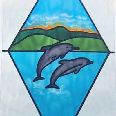 leaping dolphins custom leadlight design llw