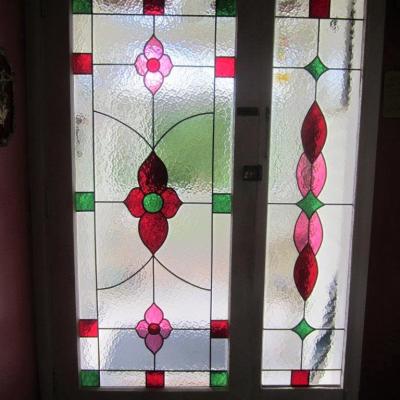 installed red pink and green custom arabian leadlight design llw