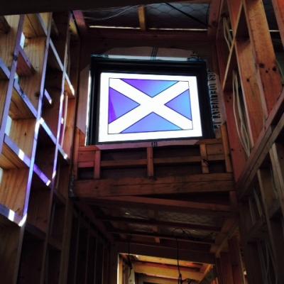 installed scottish flag leadlight window llw