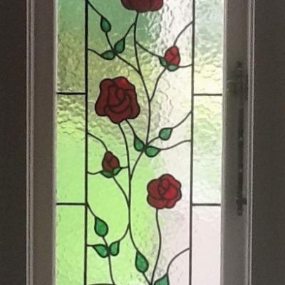 installed traditional-syled rose leadlight llw