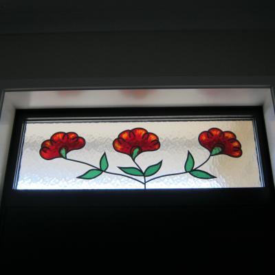 installed pohutukawa custom leadlight inside view llw