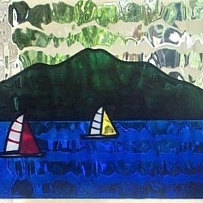 sailboat landscape custom leadlight design llw