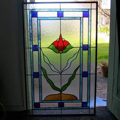 budding flower - custom leadlight