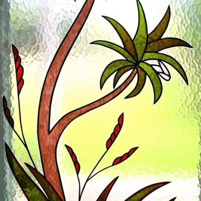 palm tree with flax 2 custom leadlight llw