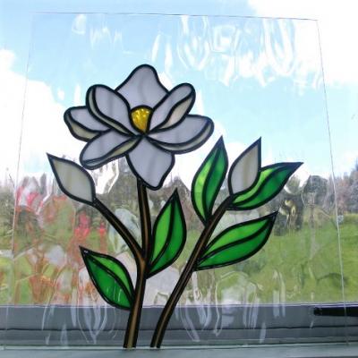 white flower custom leadlight