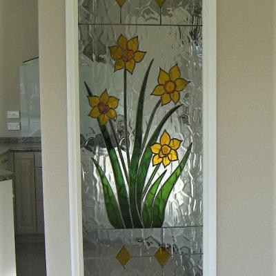 installed leadlight yellow crocuses llw